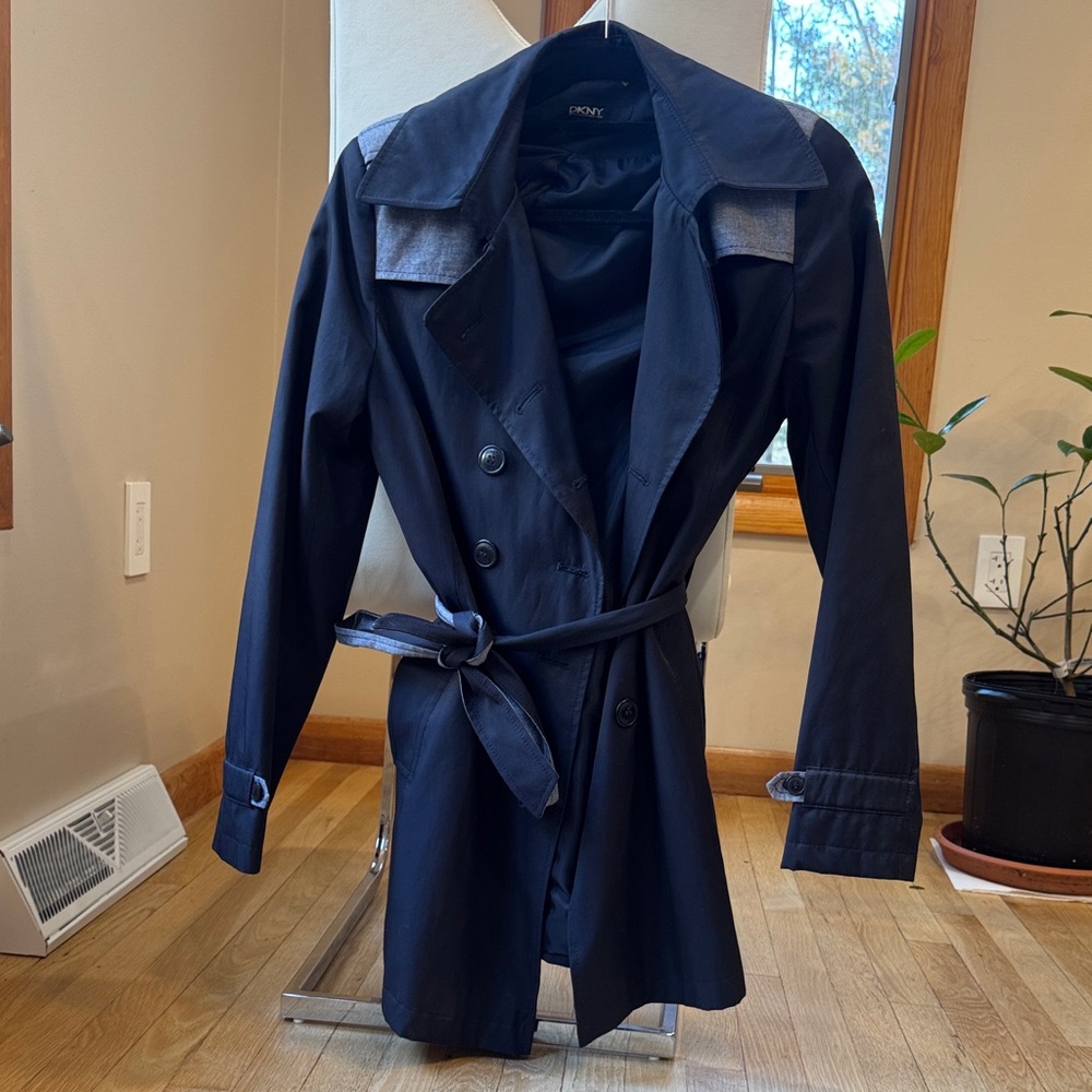 DKNY Deep Blue Trench Coat